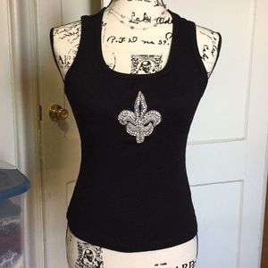 EUC Forever 21 rhinestone ribbed black tank top